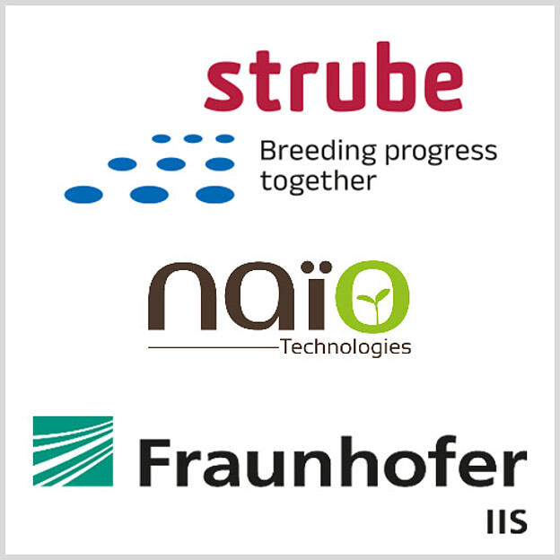  Logos de tous les partenaires de coopération: Strube D&S GmbH, NAÏO-Technologies et Fraunhofer Development Center X-ray Technology EZRT.