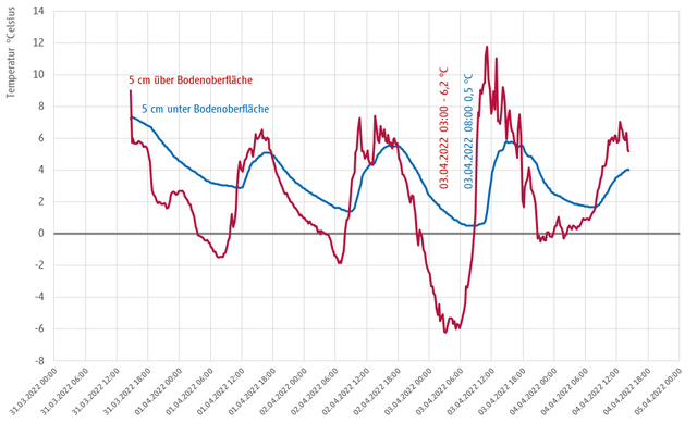 Nachtfrost Bodentemperatur