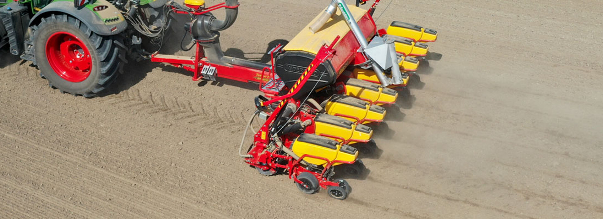 Tractor drills sunflowers from Strube